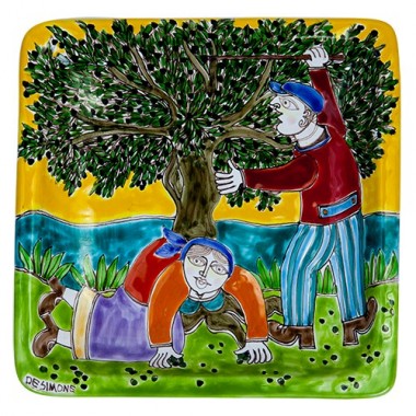 Piatto Quadrato 24x24 DS Raccolta delle Olive Piatto Quadrato 24x24 DS Raccolta delle Olive